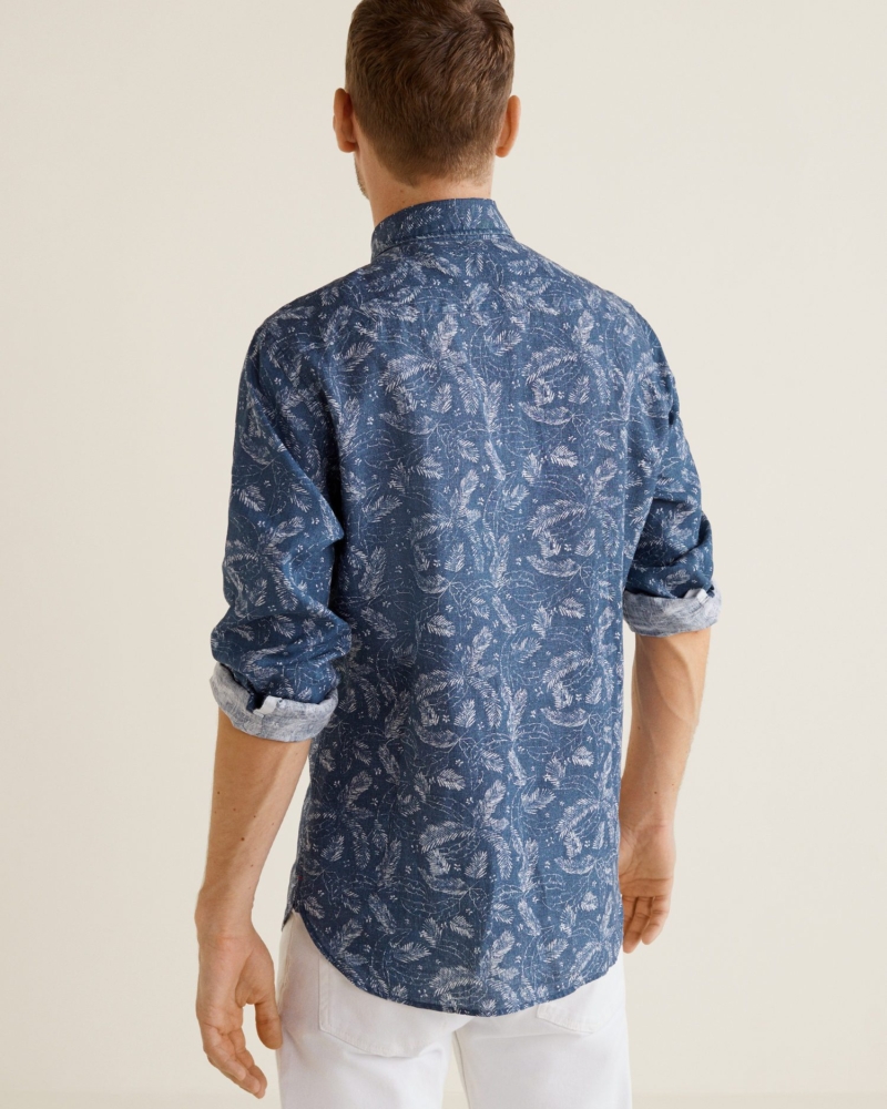 Slim-fit leaf-print linen shirt - Image 2